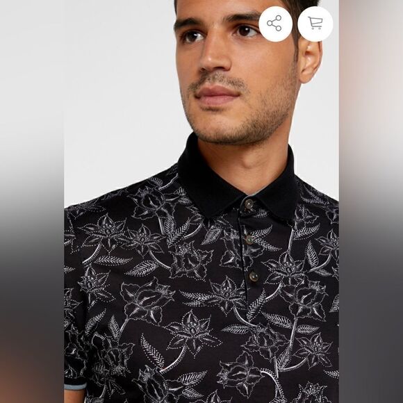 NWT Ted Baker Linear Floral Printed Polo Size 3XL - Picture 10 of 11